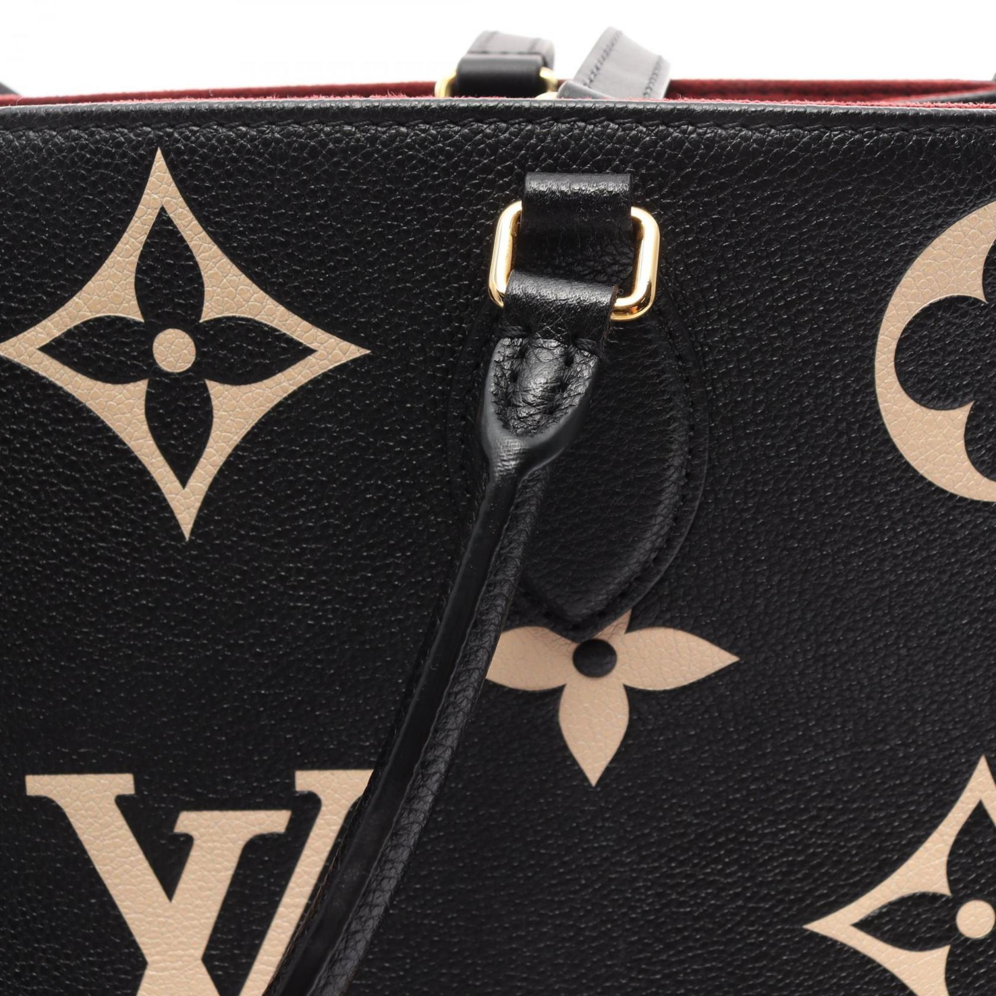 LOUIS VUITTON On the Go MM Bicolor Monogram Empreinte Tote Bag, Grain Leather, Women's, Black, Beige, M45495