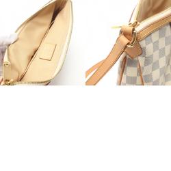 Louis Vuitton Siracusa PM Shoulder Bag Coated Canvas Leather Damier Azur Women's White N41113