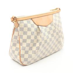 Louis Vuitton Siracusa PM Shoulder Bag Coated Canvas Leather Damier Azur Women's White N41113