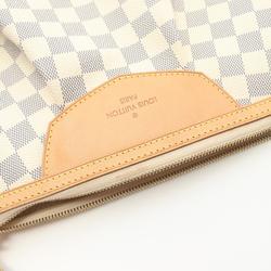 Louis Vuitton Siracusa PM Shoulder Bag Coated Canvas Leather Damier Azur Women's White N41113