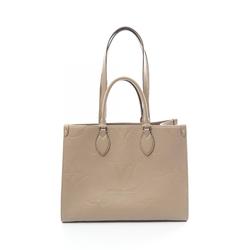 LOUIS VUITTON On the Go MM Tote Bag Leather Monogram Empreinte Women's Beige M45607