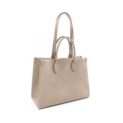 LOUIS VUITTON On the Go MM Tote Bag Leather Monogram Empreinte Women's Beige M45607