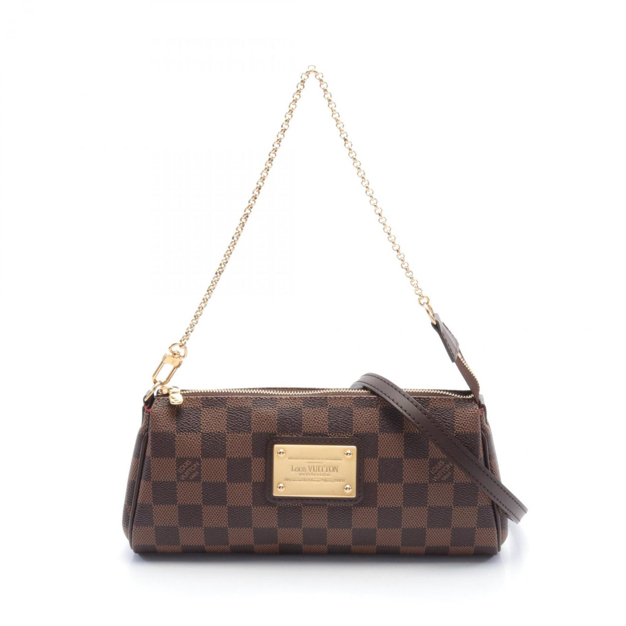 Louis Vuitton Eva Handbag Bag Coated Canvas Leather Damier Women's Brown N55213