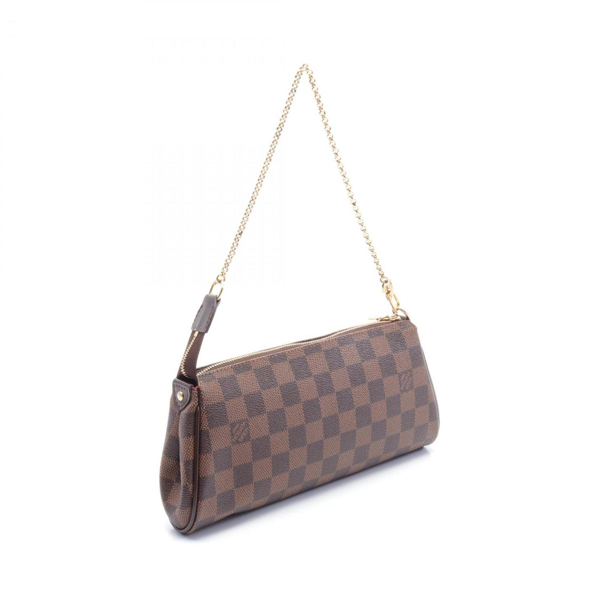 Louis Vuitton Eva Handbag Bag Coated Canvas Leather Damier Women's Brown N55213