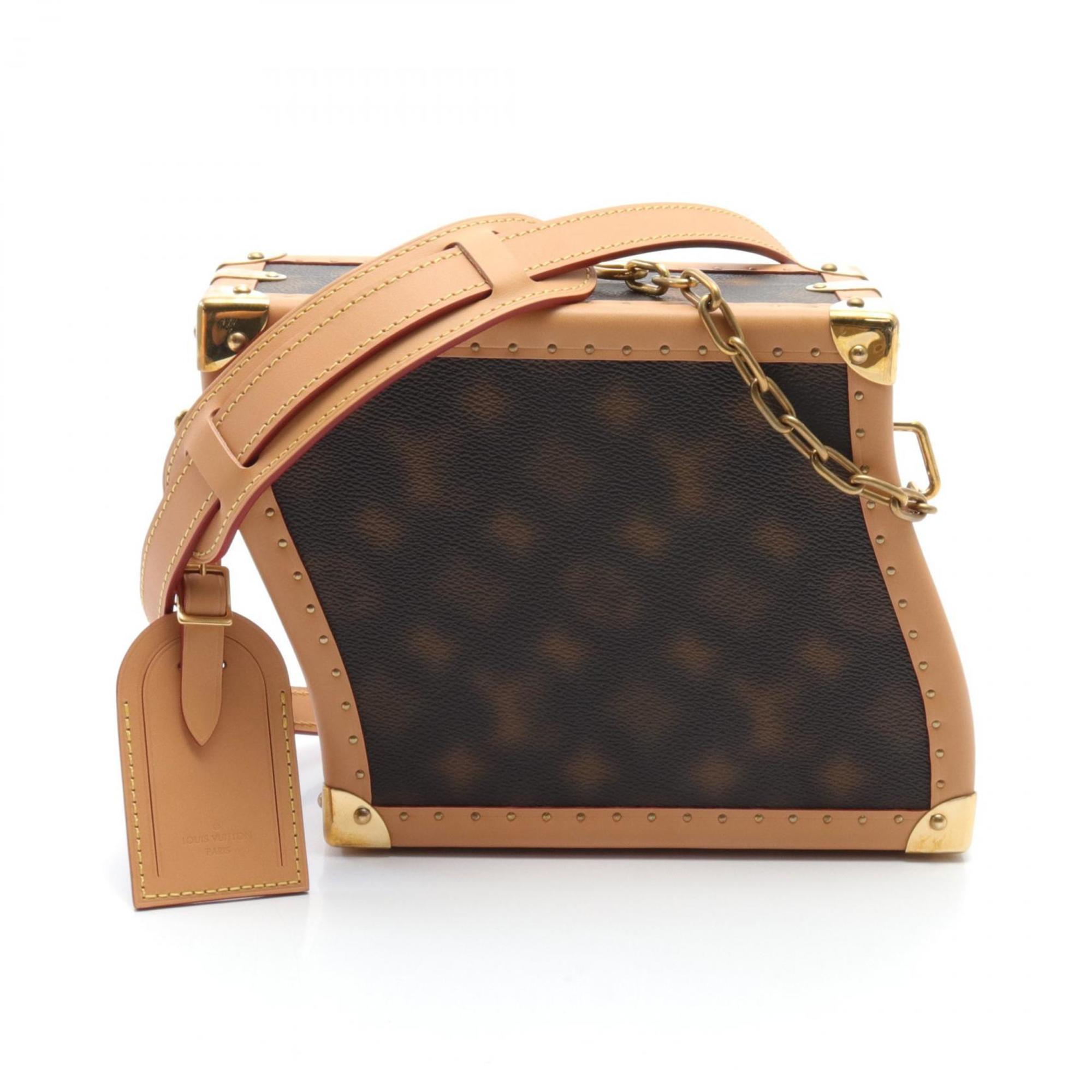 Louis Vuitton Wavey Clutch Box Shoulder Bag Coated Canvas Leather Monogram Women's Brown M46130