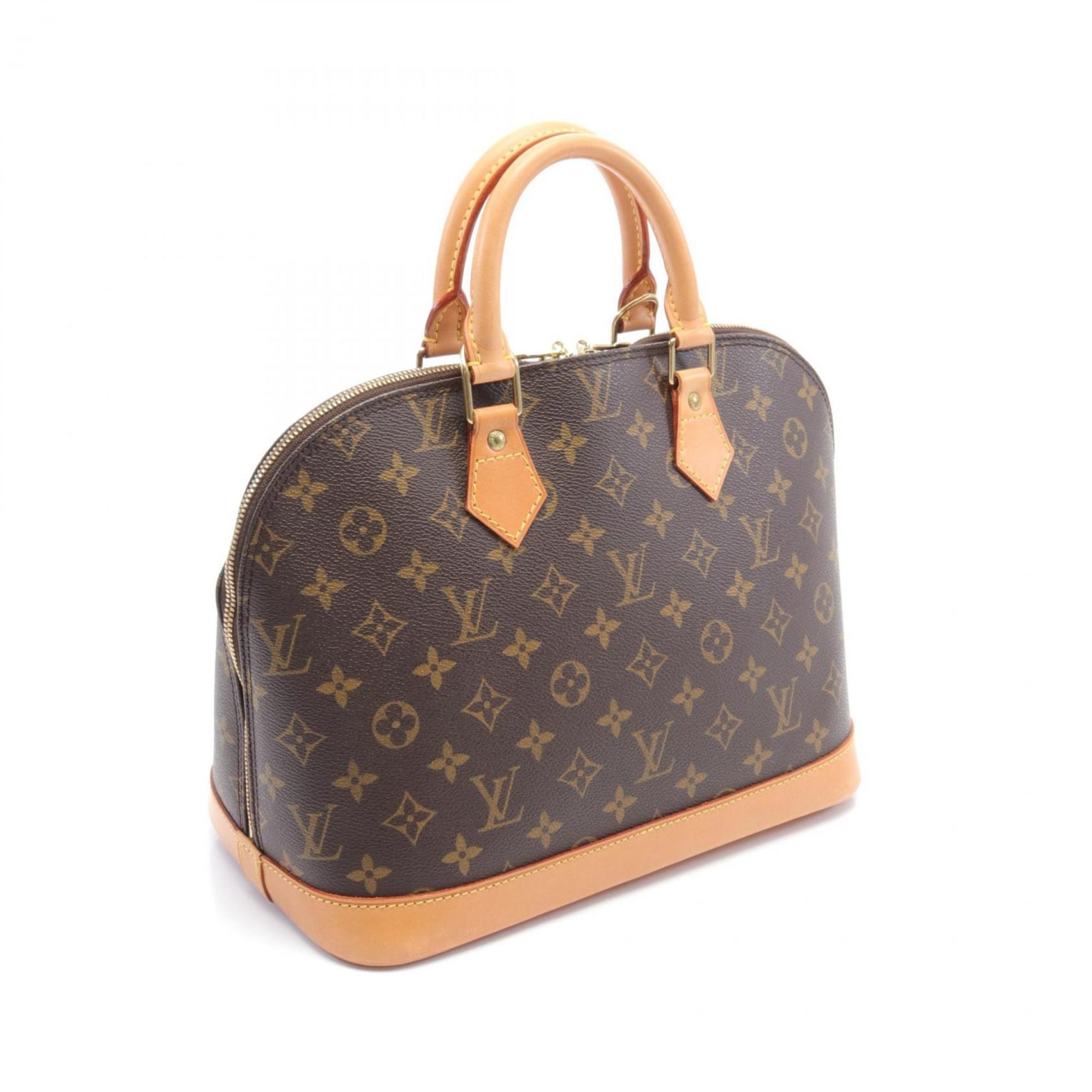 Louis Vuitton Alma PM Monogram Handbag Bag Coated Canvas Leather Women's Brown M51130