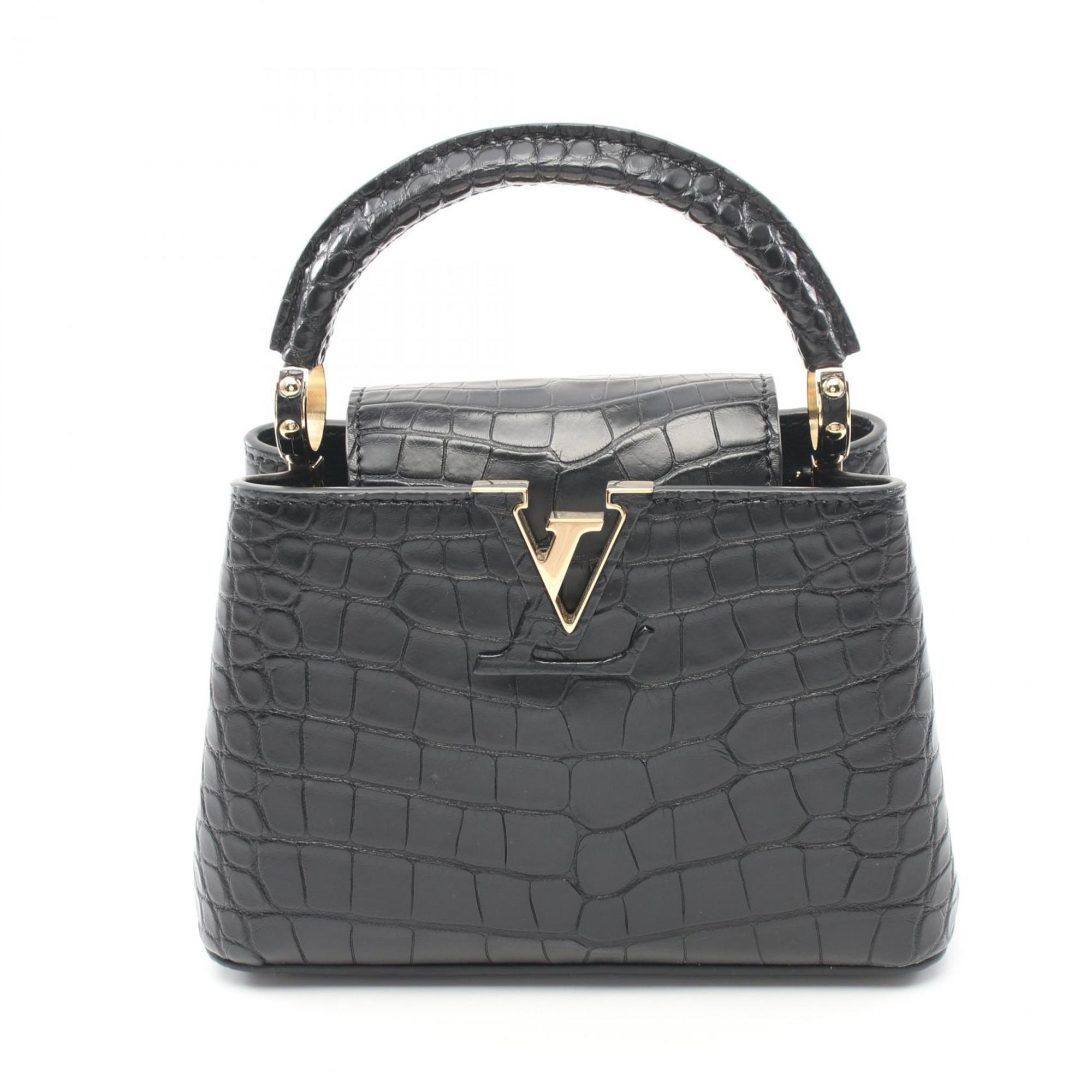 LOUIS VUITTON Capucines MINI Exotic Handbag Bag Leather Women's Black N93074