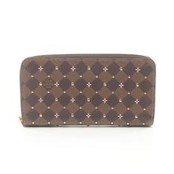 Louis Vuitton LOUIS VUITTON Zippy Wallet Damier Ebene Rose Ballerine Round Long Coated Canvas Women's Brown N60473