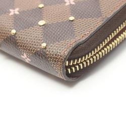 Louis Vuitton LOUIS VUITTON Zippy Wallet Damier Ebene Rose Ballerine Round Long Coated Canvas Women's Brown N60473