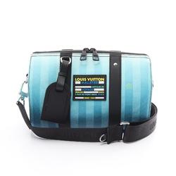 LOUIS VUITTON City Keepall Damier Stripe Blue Vert Shoulder Bag Coated Canvas Leather Men's Multicolor M59921