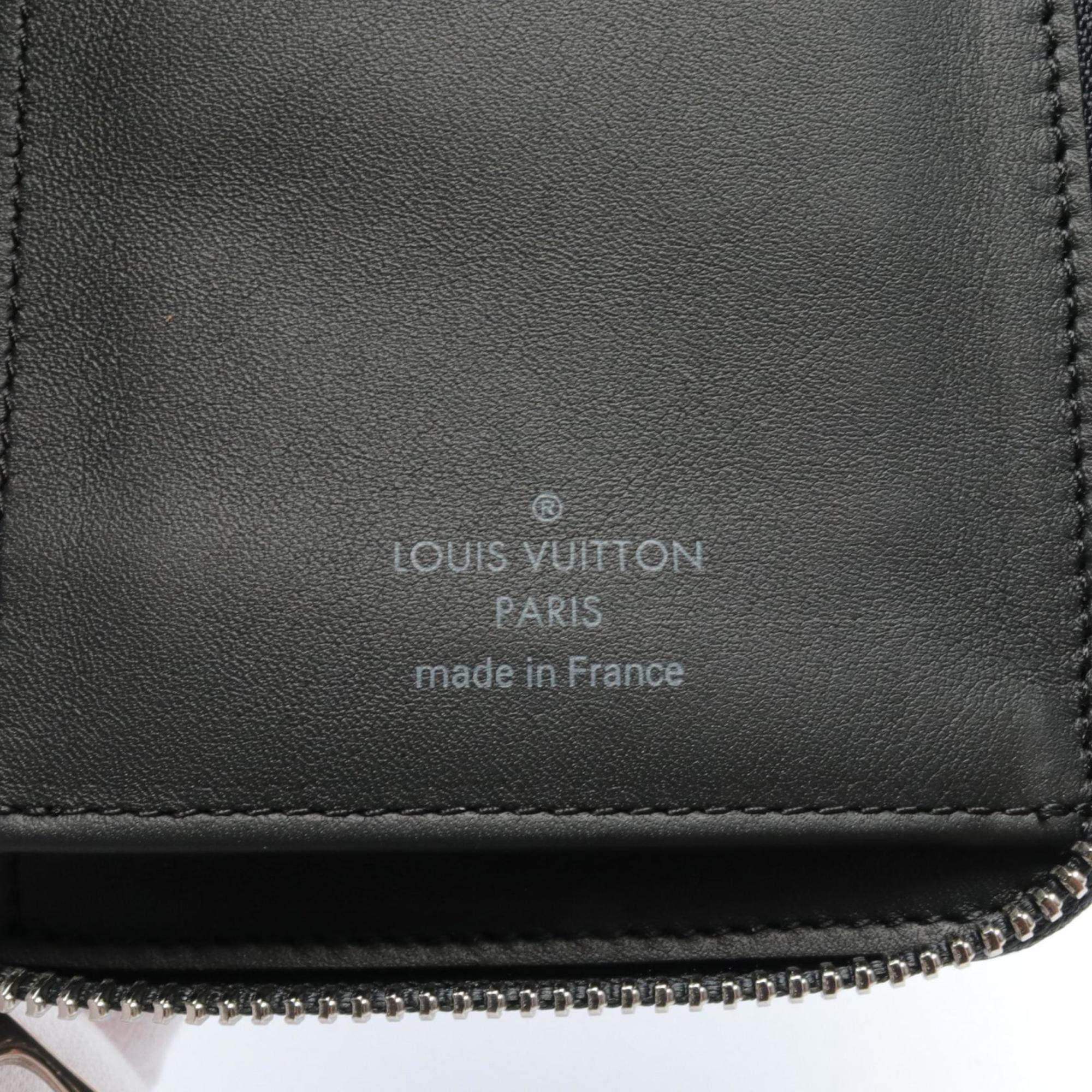 Louis Vuitton LOUIS VUITTON Zippy Wallet Vertical Round Long Leather Monogram Men's Black Blue M81775