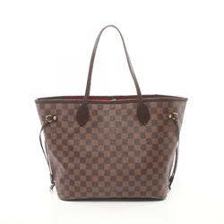 Louis Vuitton Neverfull MM Tote Bag, Coated Canvas, Leather, Damier, Women's, Brown, N51105