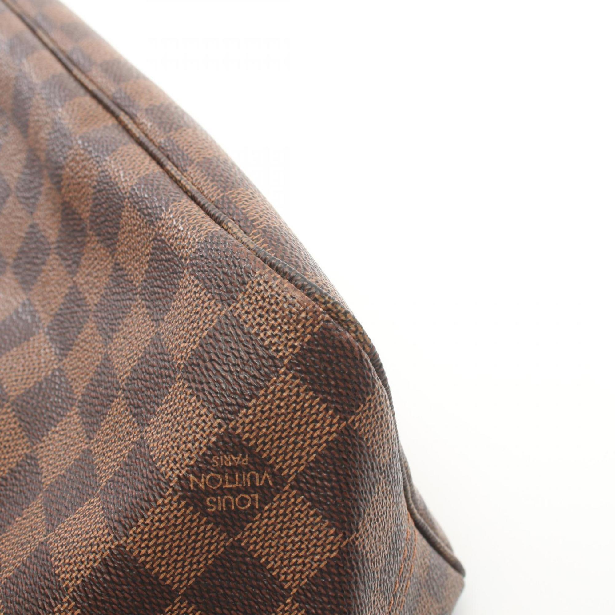 Louis Vuitton Neverfull MM Tote Bag, Coated Canvas, Leather, Damier, Women's, Brown, N51105