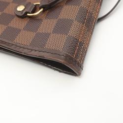 Louis Vuitton Neverfull MM Tote Bag, Coated Canvas, Leather, Damier, Women's, Brown, N51105