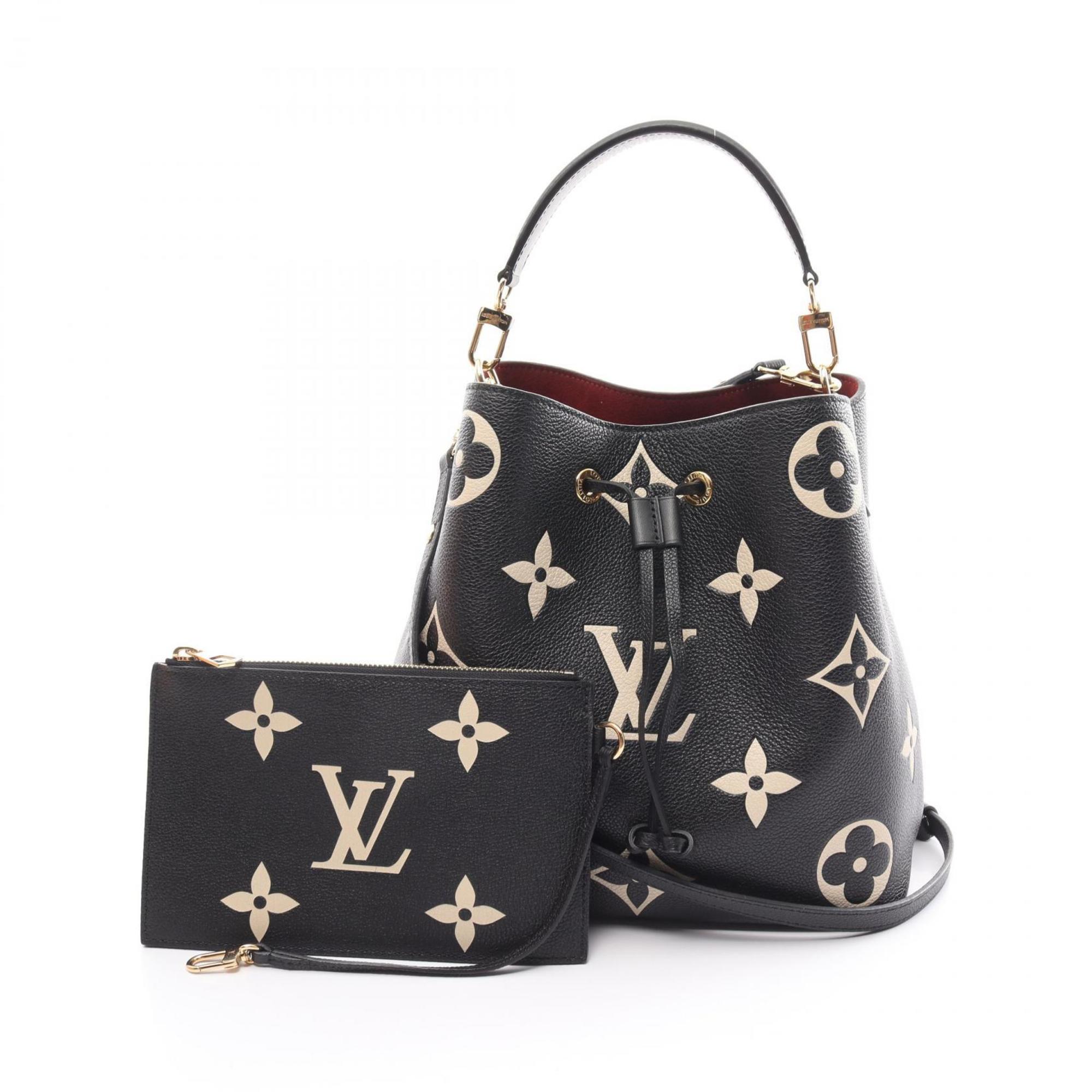 Louis Vuitton NeoNoe MM Bicolor Shoulder Bag Leather Monogram Empreinte Women's Black Beige M45497