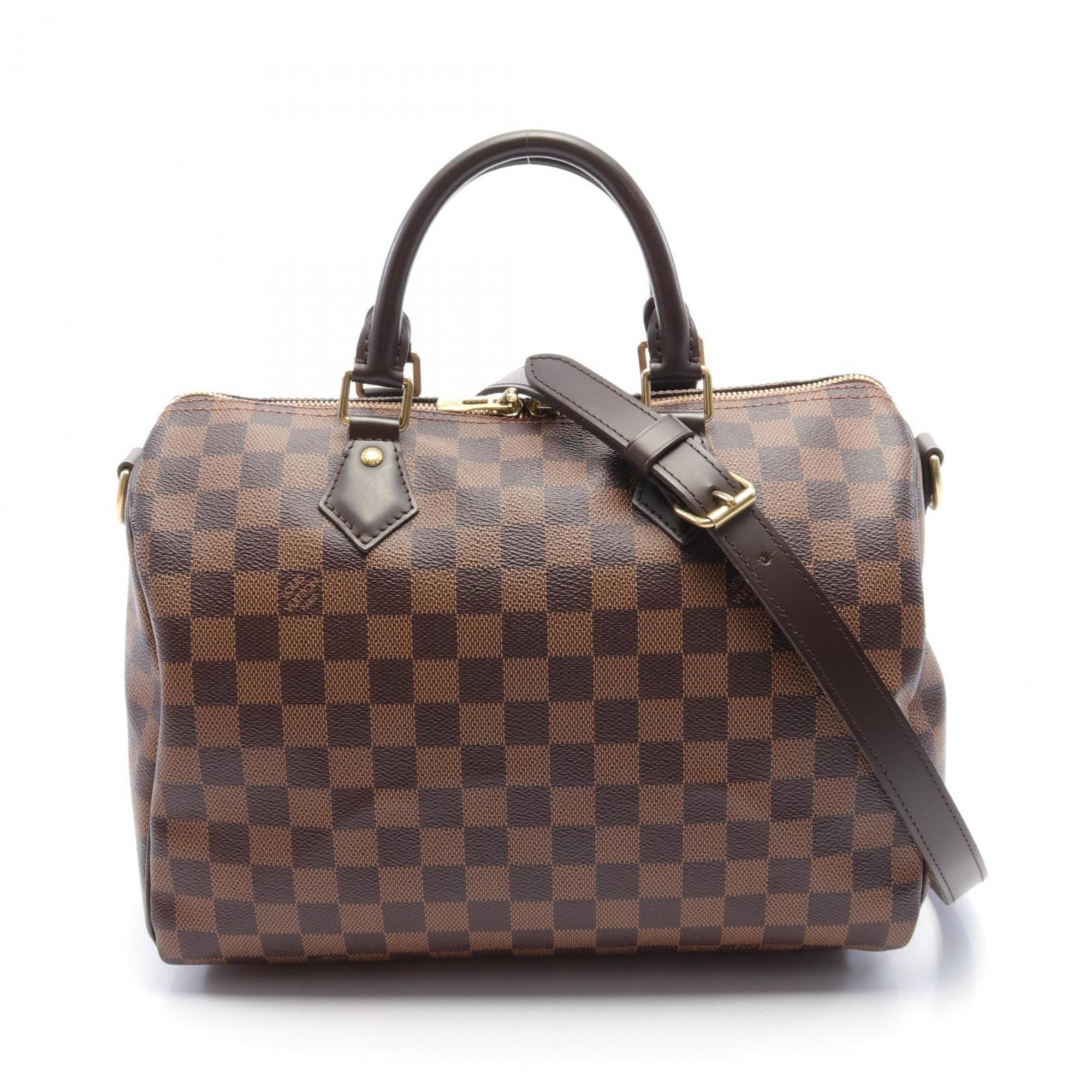 Louis Vuitton Speedy Bandouliere 30 Handbag Bag Coated Canvas Leather Damier Women's Brown N41367