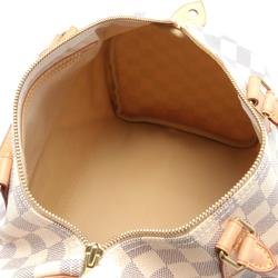 Louis Vuitton Speedy 30 Handbag Bag Coated Canvas Leather Damier Azur Women's White N41533