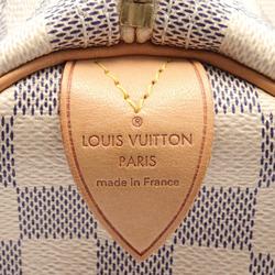 Louis Vuitton Speedy 30 Handbag Bag Coated Canvas Leather Damier Azur Women's White N41533