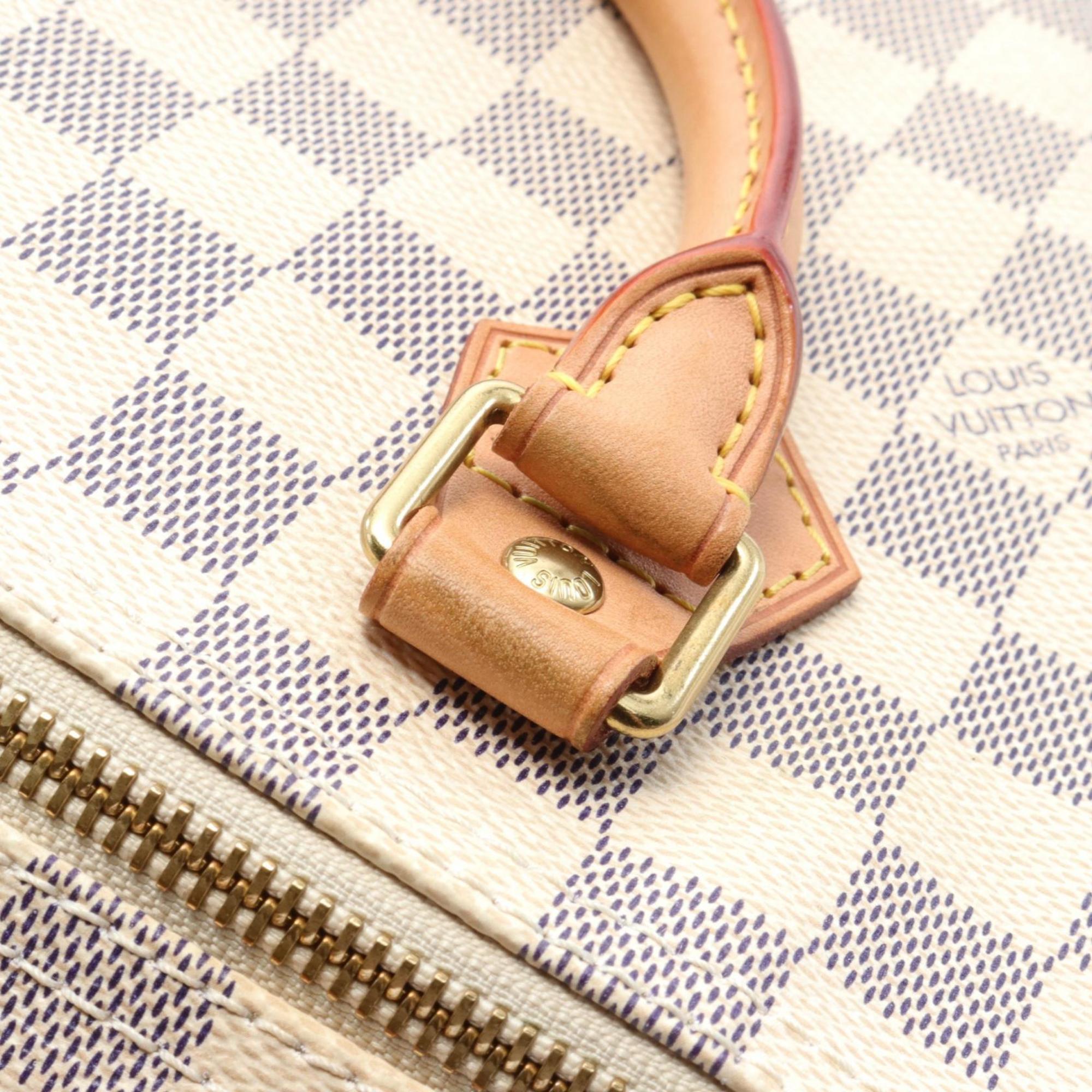 Louis Vuitton Speedy 30 Handbag Bag Coated Canvas Leather Damier Azur Women's White N41533