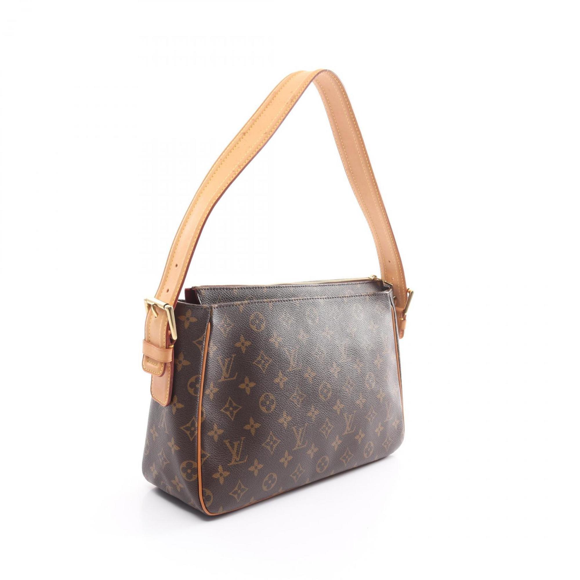 Louis Vuitton Vivacite GM Shoulder Bag, Coated Canvas, Leather, Monogram, Women's, Brown, M51163