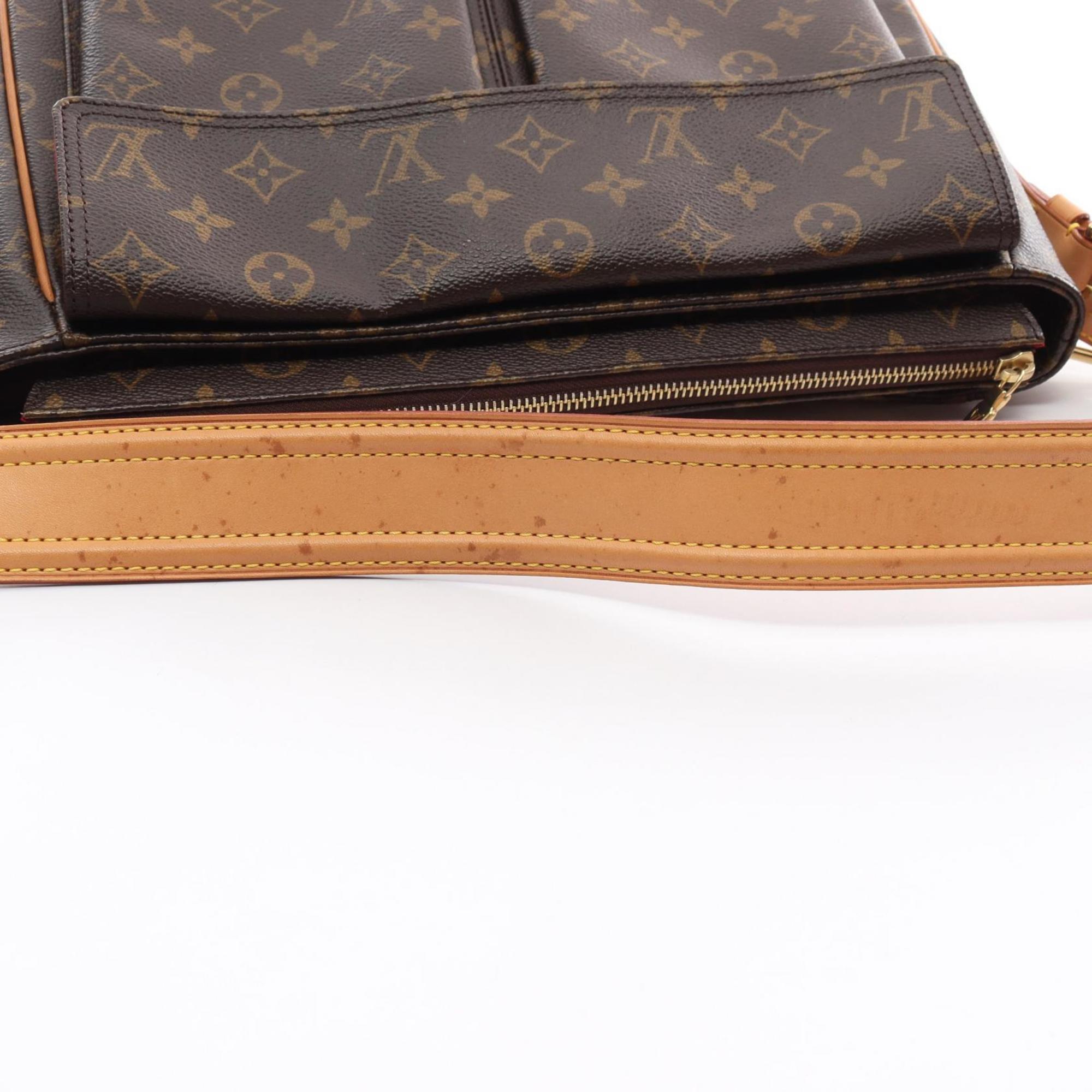 Louis Vuitton Vivacite GM Shoulder Bag, Coated Canvas, Leather, Monogram, Women's, Brown, M51163