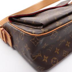 Louis Vuitton Vivacite GM Shoulder Bag, Coated Canvas, Leather, Monogram, Women's, Brown, M51163