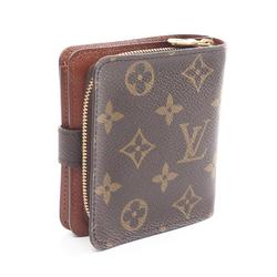 Louis Vuitton LOUIS VUITTON Compact Zip Monogram Bi-fold Wallet Coated Canvas Women's Brown M61667