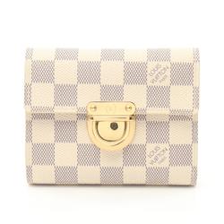 Louis Vuitton LOUIS VUITTON Portefeuille Koala Tri-fold Wallet Coated Canvas Leather Damier Azur Women's White N60013