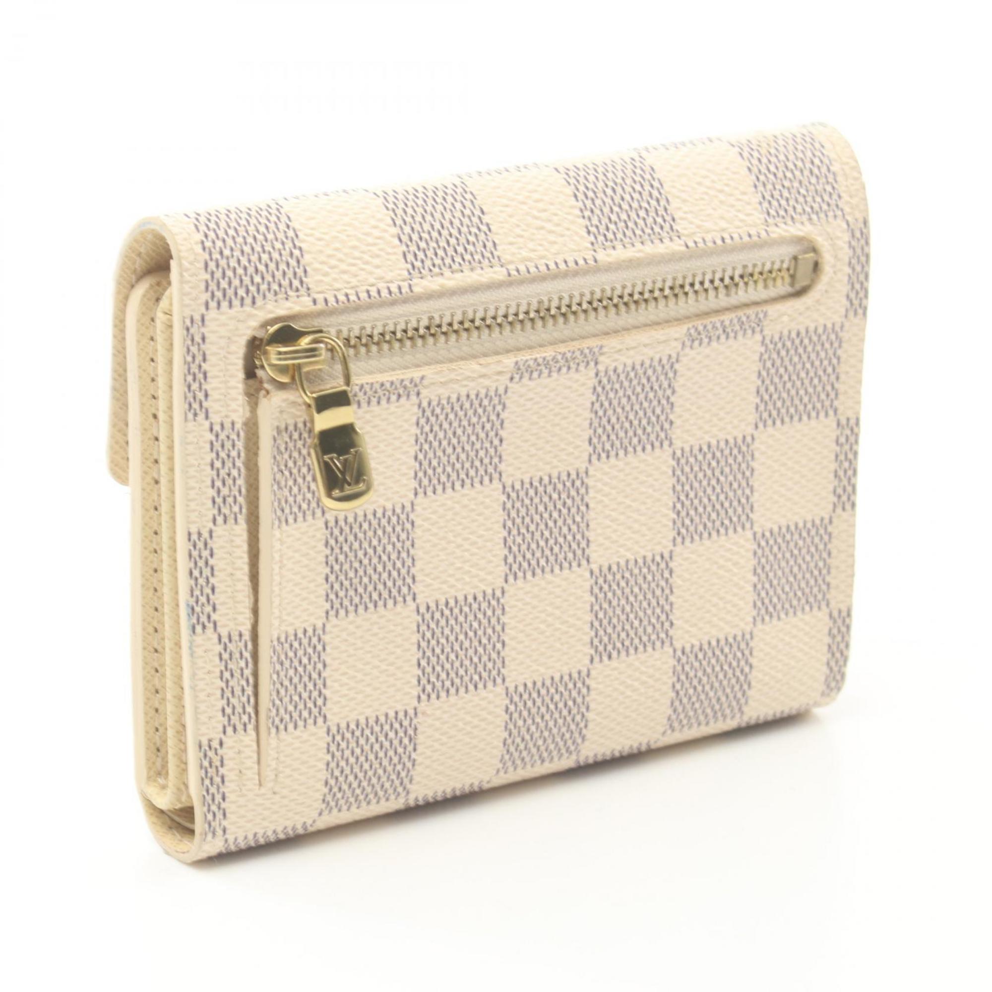 Louis Vuitton LOUIS VUITTON Portefeuille Koala Tri-fold Wallet Coated Canvas Leather Damier Azur Women's White N60013