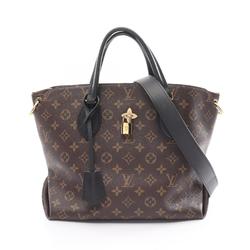 Louis Vuitton LOUIS VUITTON Flower Zipped Tote MM Bag Coated Canvas Leather Monogram Women's Brown Black M44351