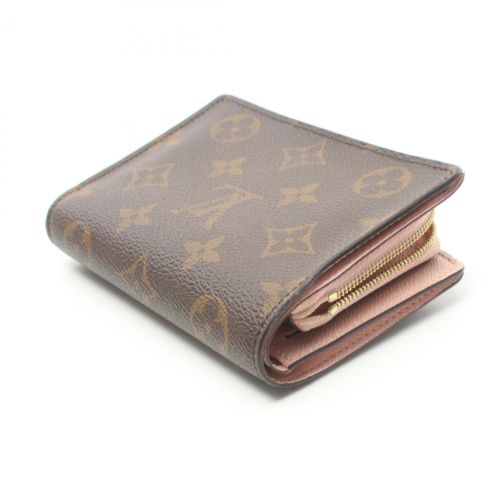 Louis Vuitton LOUIS VUITTON Portefeuille Juliette Monogram Rose Ballerine Bi-fold Wallet Coated Canvas Leather Women's Brown Pink M80973