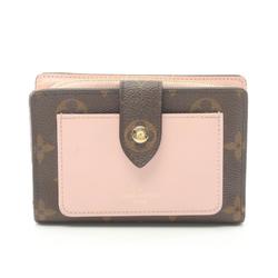 Louis Vuitton LOUIS VUITTON Portefeuille Juliette Monogram Rose Ballerine Bi-fold Wallet Coated Canvas Leather Women's Brown Pink M80973