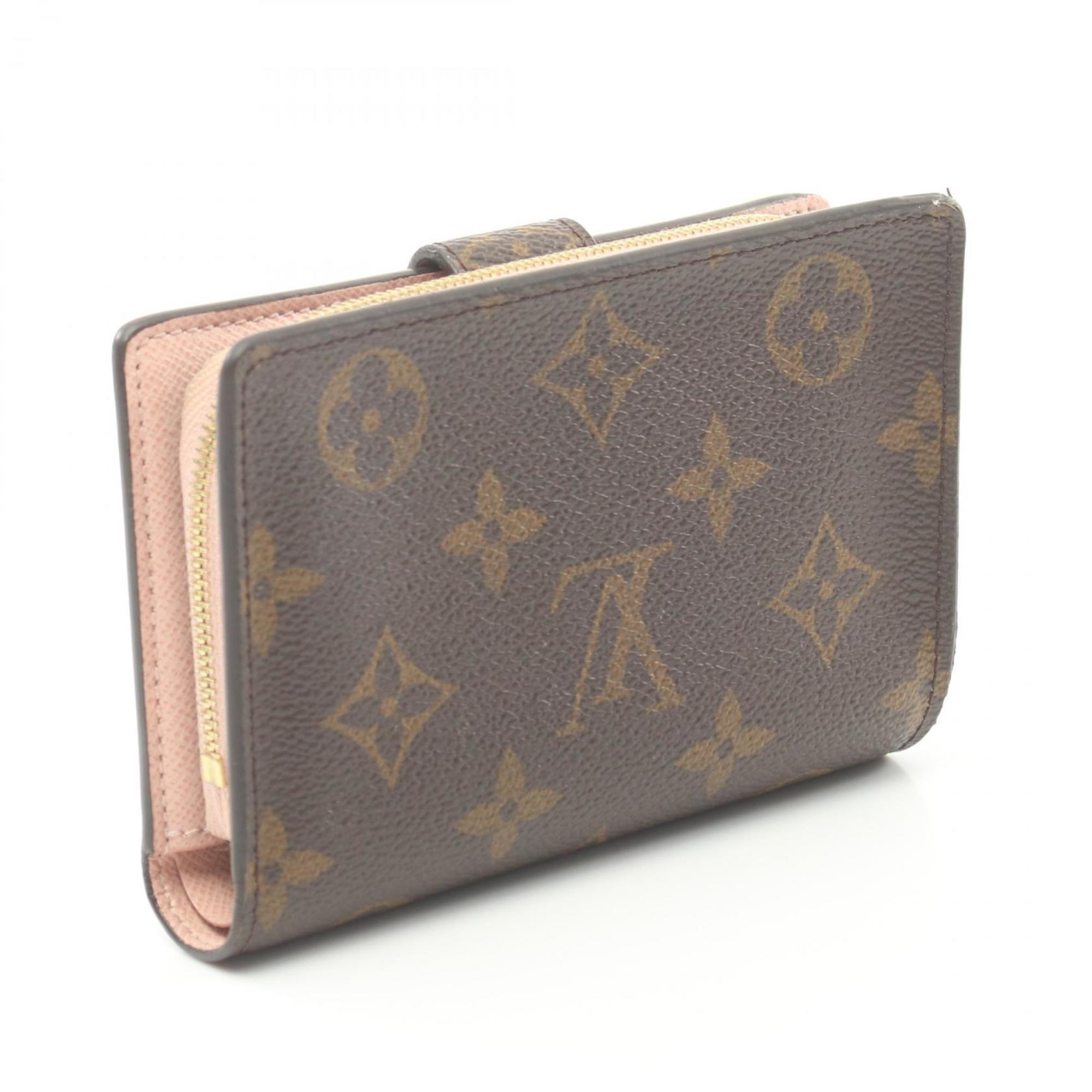 Louis Vuitton LOUIS VUITTON Portefeuille Juliette Monogram Rose Ballerine Bi-fold Wallet Coated Canvas Leather Women's Brown Pink M80973