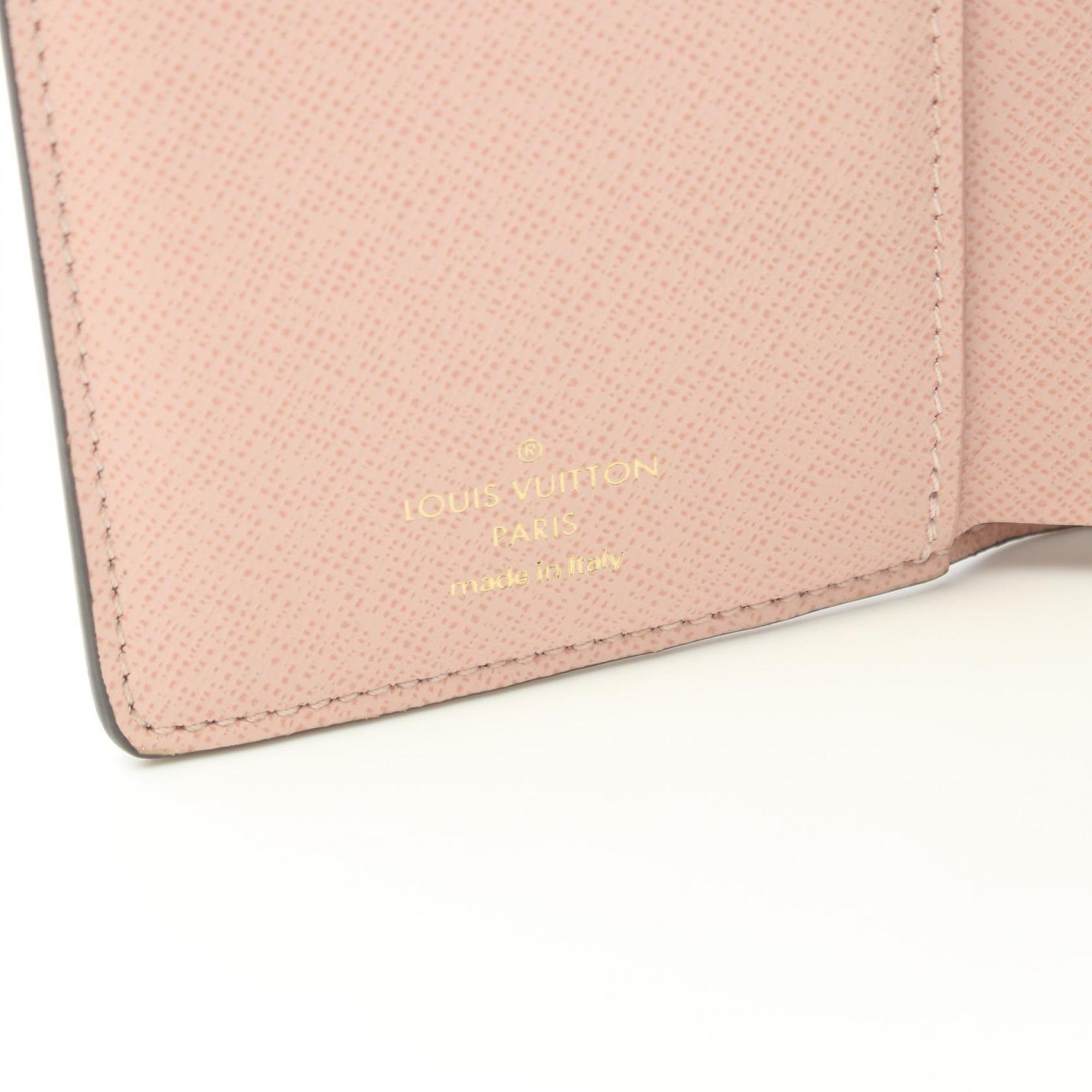 Louis Vuitton LOUIS VUITTON Portefeuille Juliette Monogram Rose Ballerine Bi-fold Wallet Coated Canvas Leather Women's Brown Pink M80973