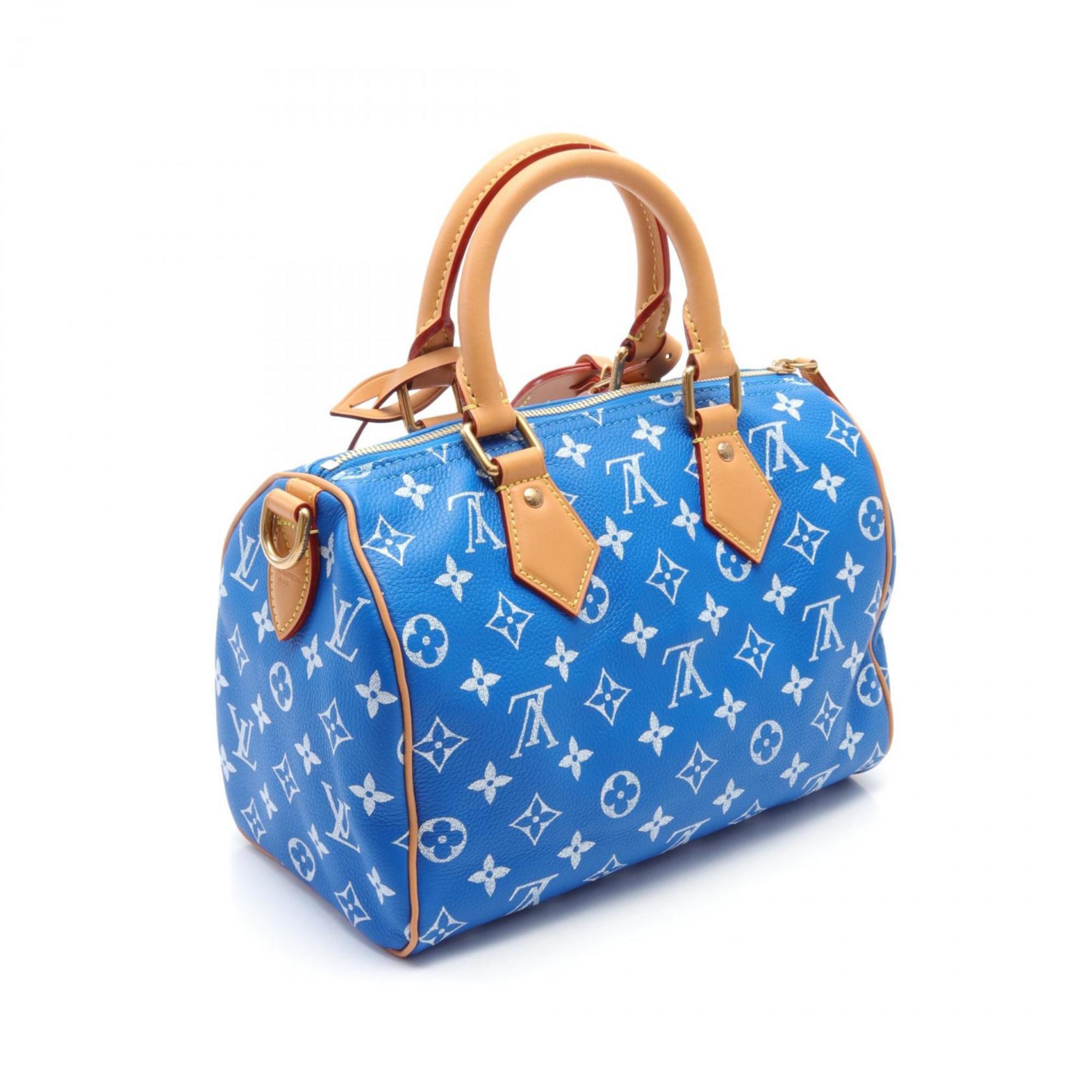 Louis Vuitton Speedy P9 Bandouliere 25 Boston Bag Leather Monogram Women's Blue White Brown M24424