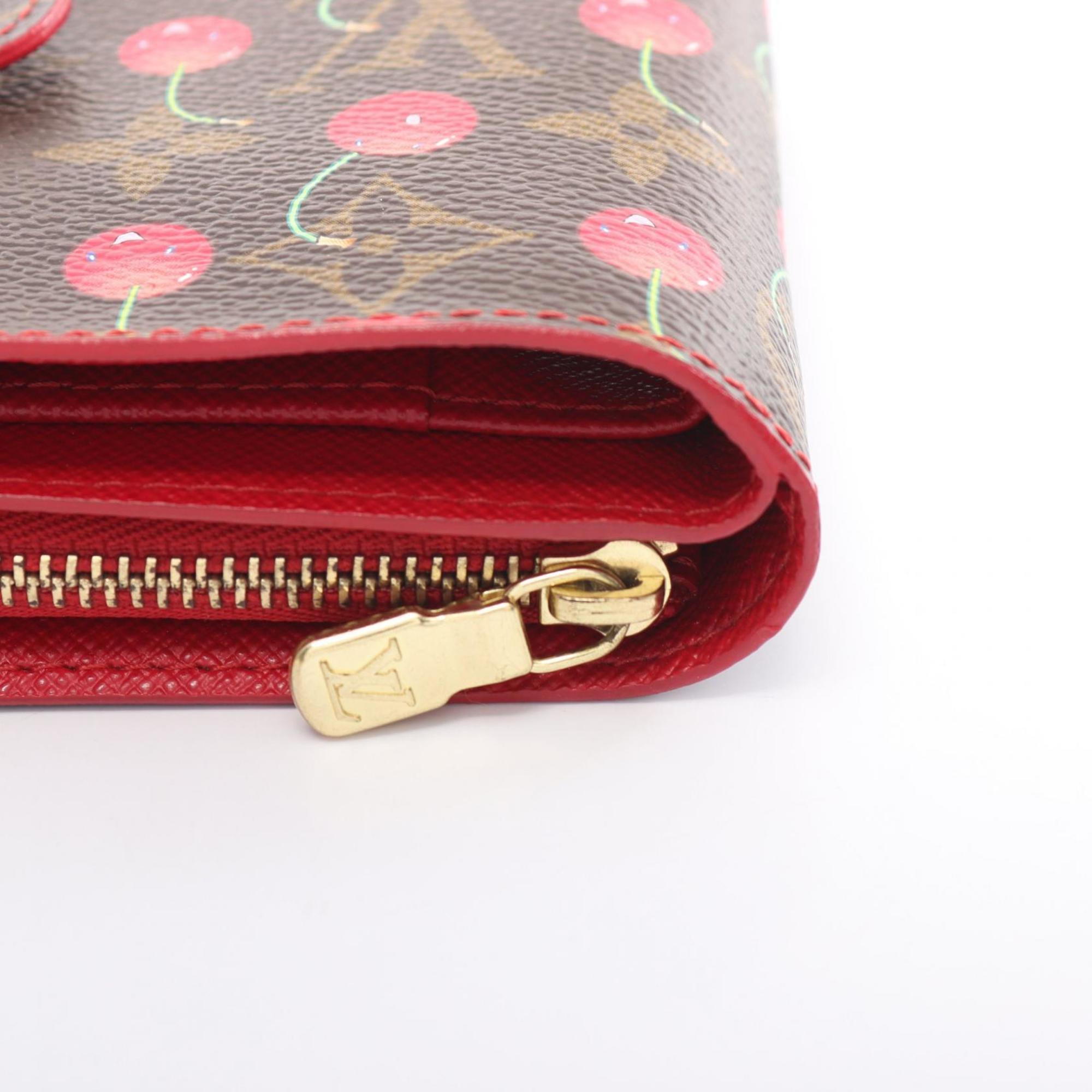 Louis Vuitton LOUIS VUITTON Compact Zip Monogram Cherry Bi-fold Wallet Coated Canvas Women's Brown Red M95005