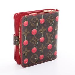 Louis Vuitton LOUIS VUITTON Compact Zip Monogram Cherry Bi-fold Wallet Coated Canvas Women's Brown Red M95005