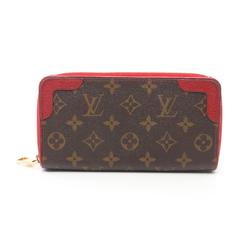 Louis Vuitton LOUIS VUITTON Zippy Wallet Retiro Round Long Coated Canvas Leather Monogram Women's Brown Red M61854