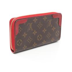 Louis Vuitton LOUIS VUITTON Zippy Wallet Retiro Round Long Coated Canvas Leather Monogram Women's Brown Red M61854