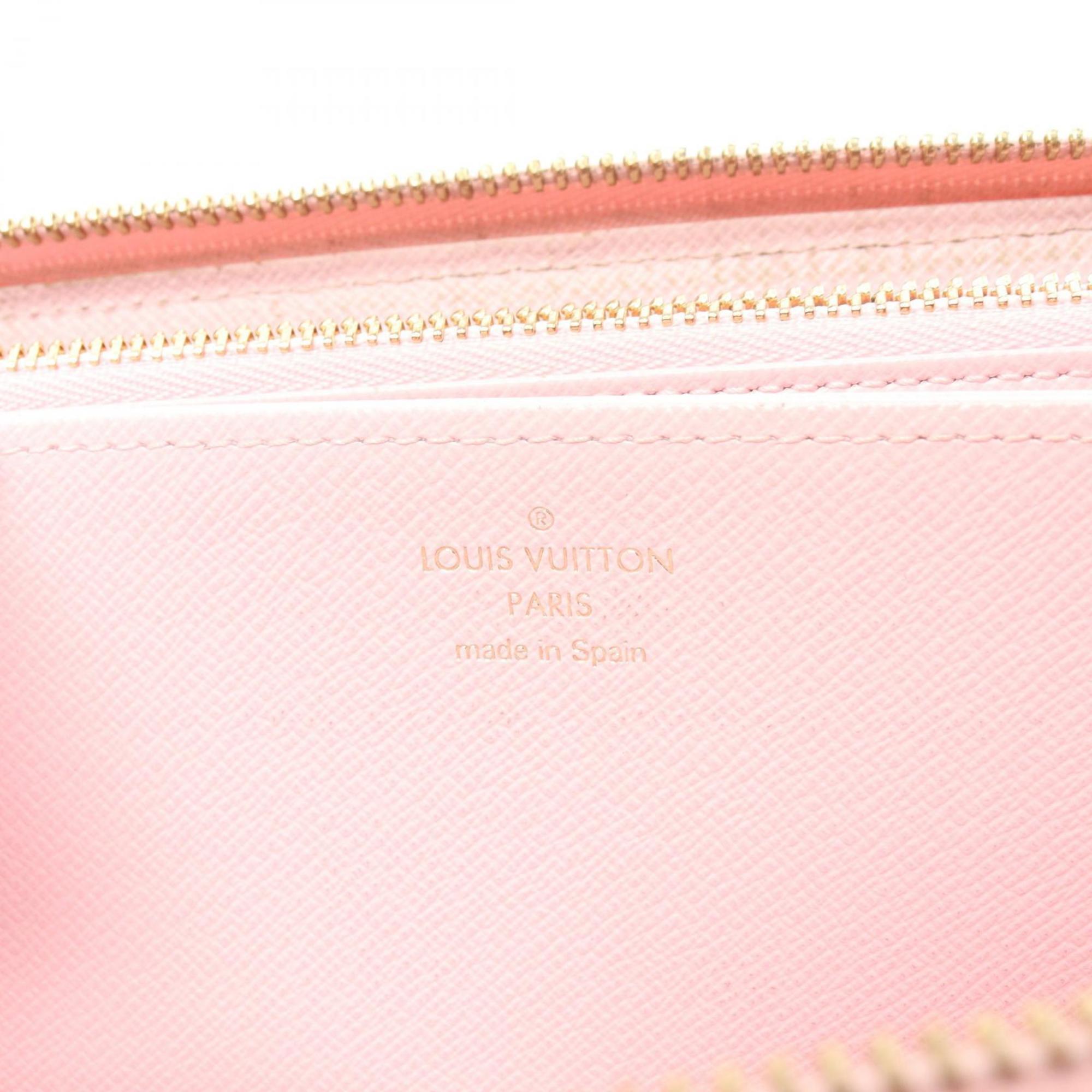 Louis Vuitton Zippy Wallet by the Pool Rose Clair Round Long Coated Canvas Women's Pink Yellow M80361