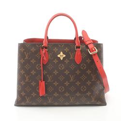 Louis Vuitton LOUIS VUITTON Flower Tote Bag Coated Canvas Leather Monogram Women's Brown Red M43553