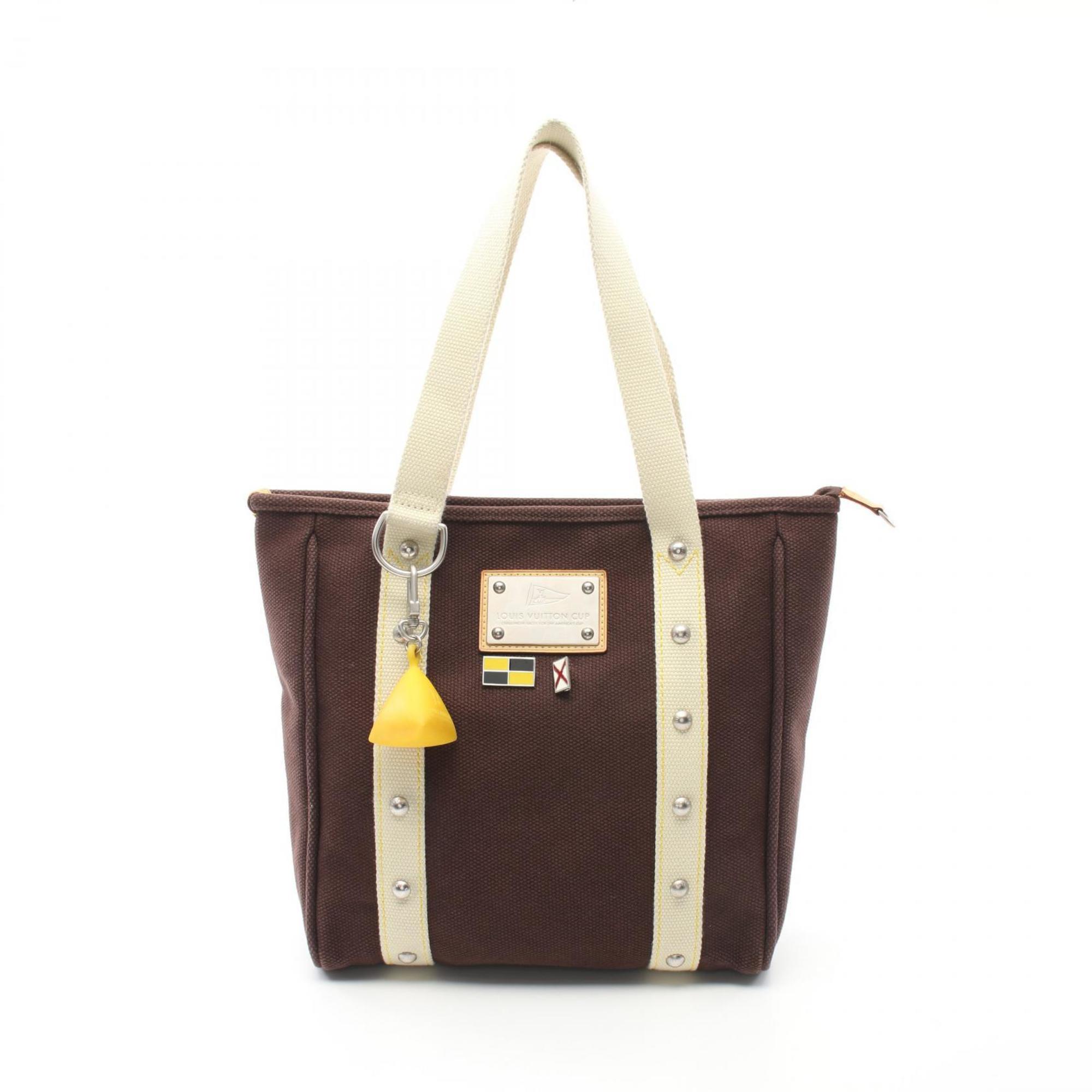 Louis Vuitton LOUIS VUITTON Antigua Cabas MM Tote Bag Canvas Women's Brown Ivory M80663