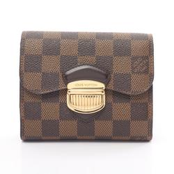 Louis Vuitton Joy Damier Ebene Tri-fold Wallet Coated Canvas Leather Women's Brown N60034