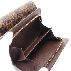 Louis Vuitton Joy Damier Ebene Tri-fold Wallet Coated Canvas Leather Women's Brown N60034