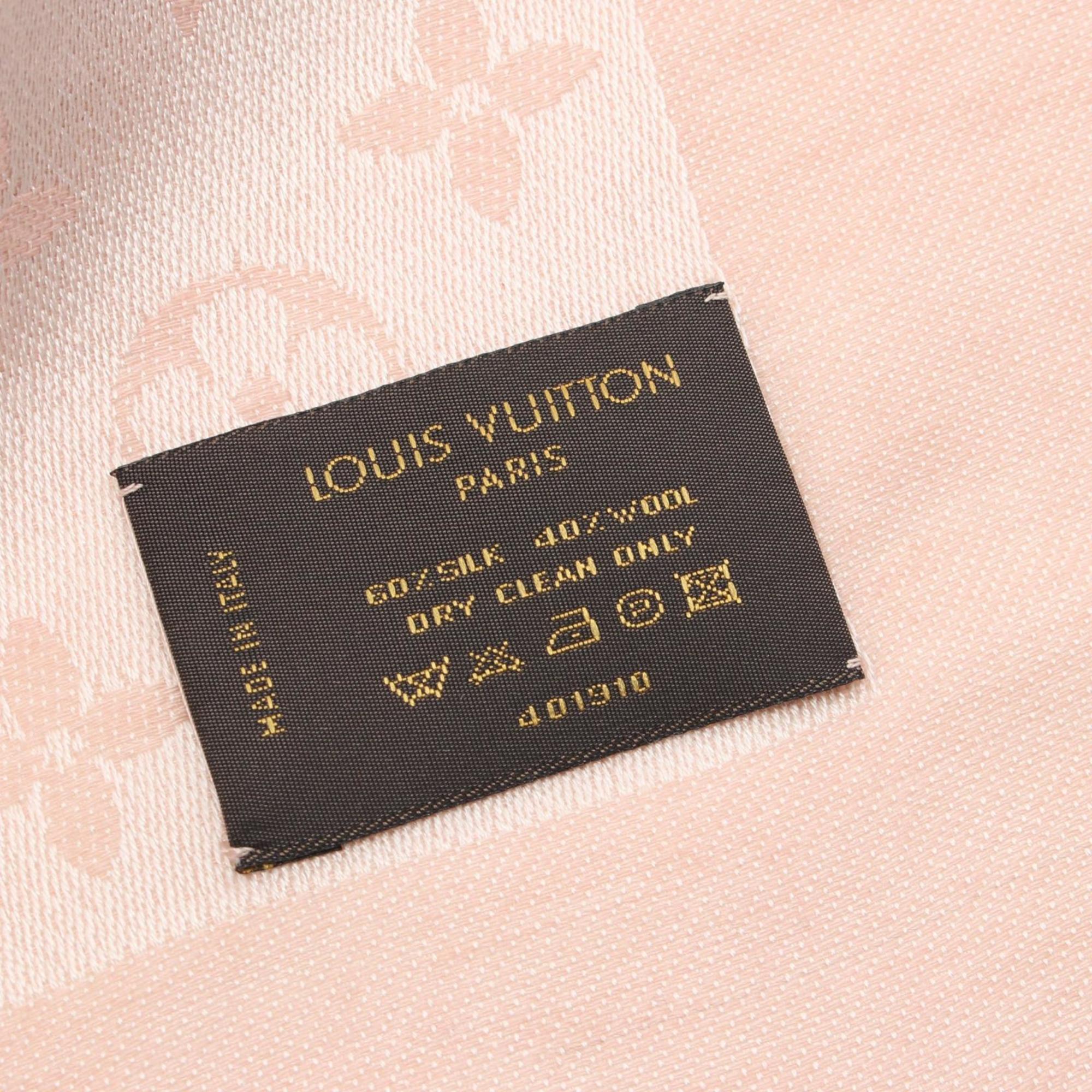 Louis Vuitton LOUIS VUITTON Shawl Monogram Denim Stole Clothing Silk Wool Women's Pink M72046