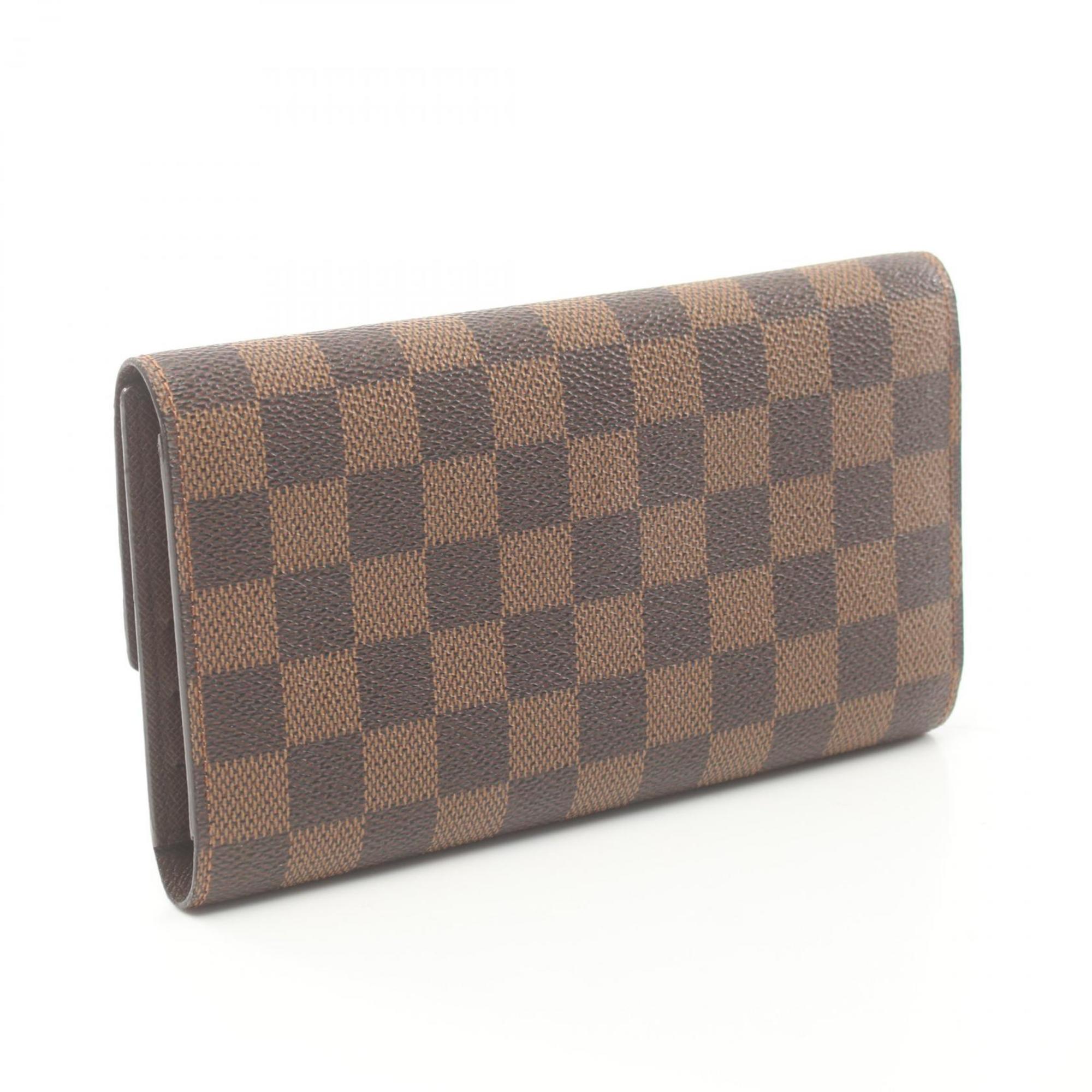 Louis Vuitton LOUIS VUITTON Porte Tresor International Tri-fold Long Wallet Coated Canvas Leather Women's Brown N61215