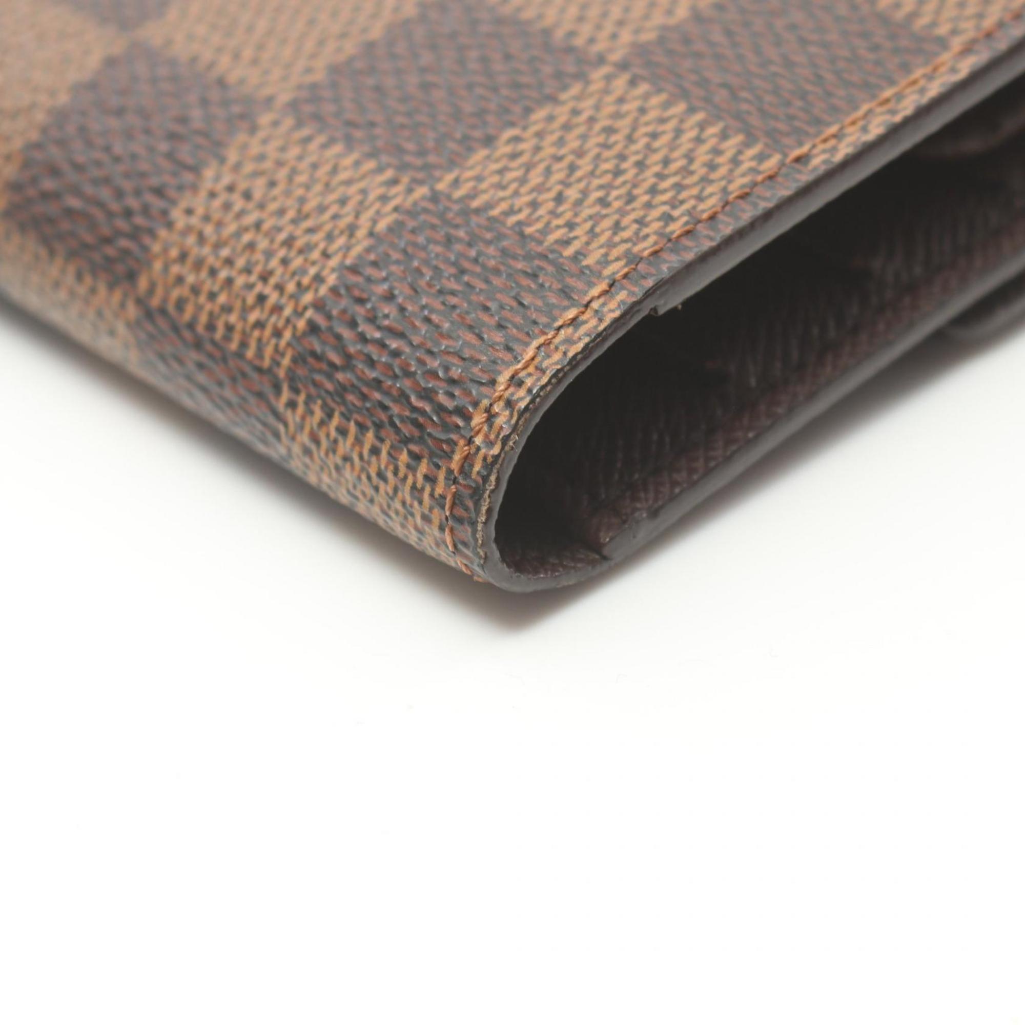 Louis Vuitton LOUIS VUITTON Porte Tresor International Tri-fold Long Wallet Coated Canvas Leather Women's Brown N61215