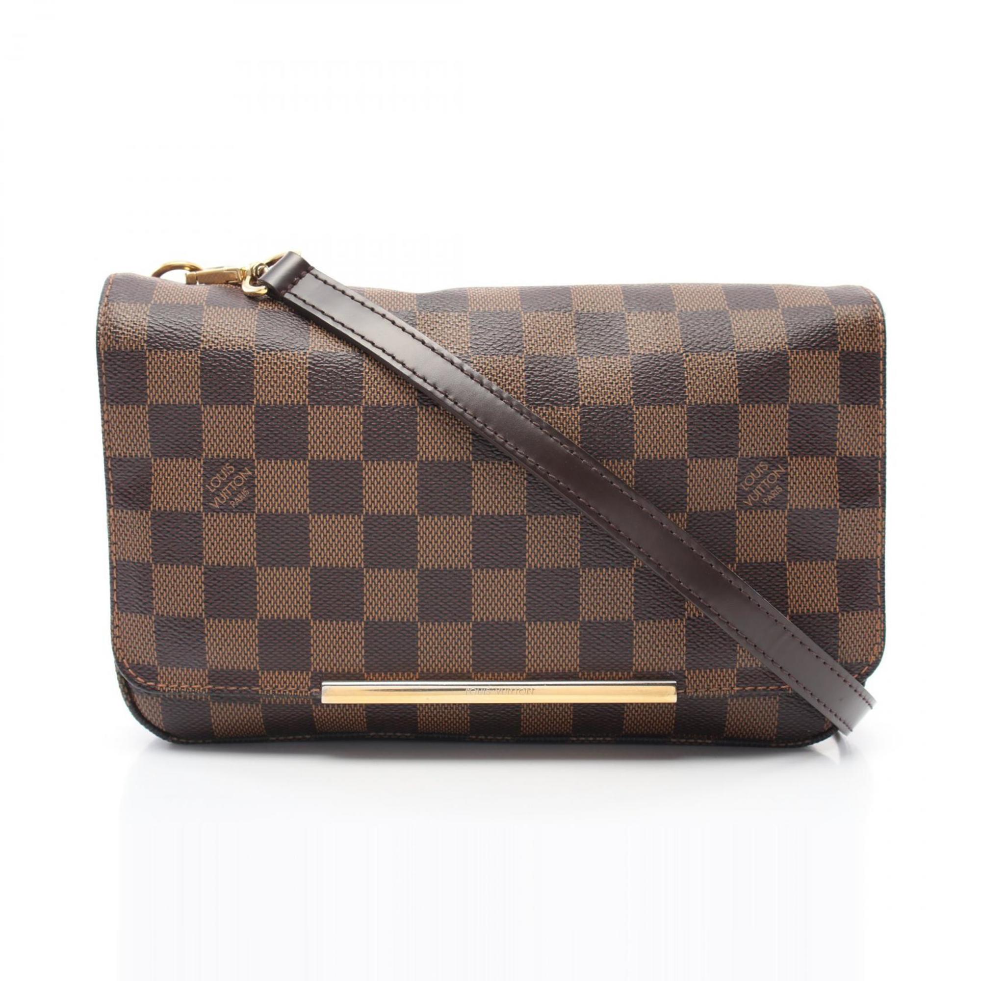 Louis Vuitton Hoxton PM Damier Ebene Shoulder Bag Coated Canvas Leather Women's Brown N41257