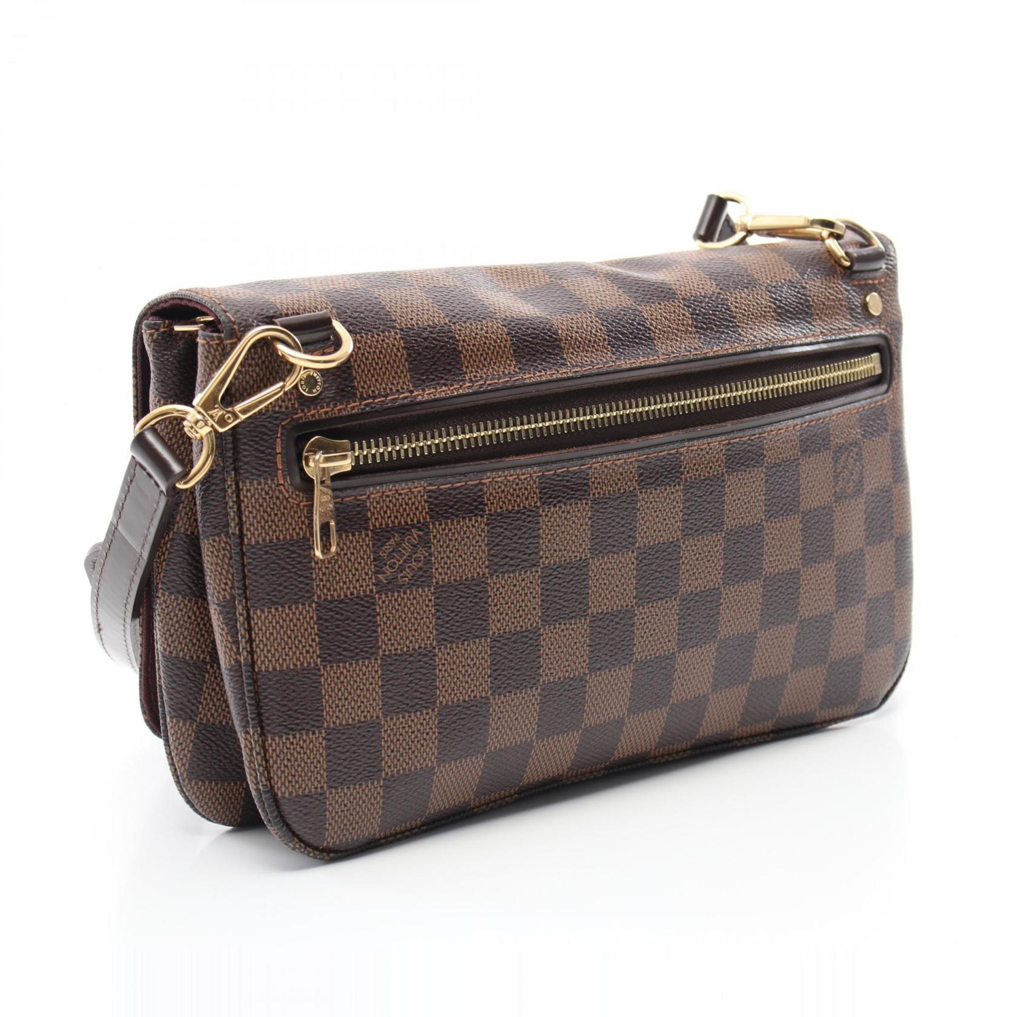 Louis Vuitton Hoxton PM Damier Ebene Shoulder Bag Coated Canvas Leather Women's Brown N41257