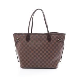 Louis Vuitton Neverfull MM Damier Ebene Tote Bag, Coated Canvas, Leather, Women's, Brown, N51105